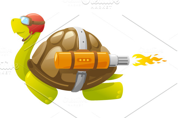 Fast Flying Turtle in Illustrations