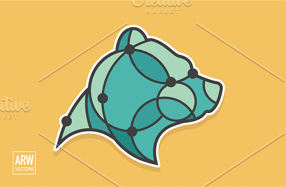 Geometric Bear Head Logo in Illustrations