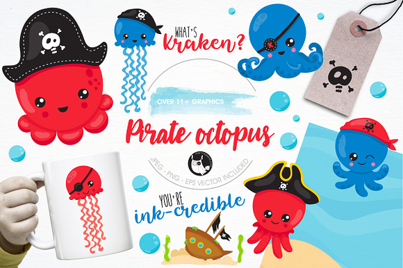 Pirate Octopus Illustration Pack