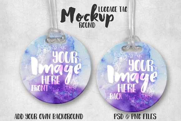 Download Round Luggage Tag Mockup