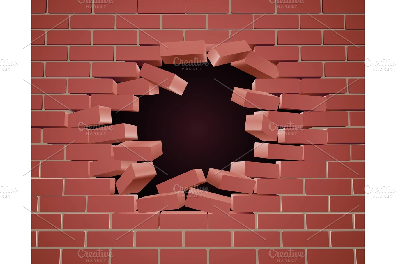 Breaking Brick Wall Hole Illustrations Creative Market