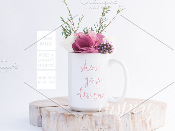 Download 15oz Ceramic Mug Floral Mockup + PSD