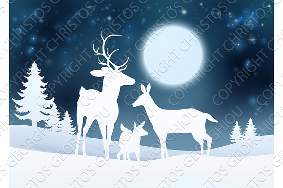 Deer Winter Scene Background