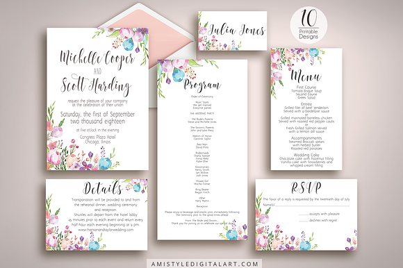 Floral Wedding Invitation Suite ~ Invitation Templates ...