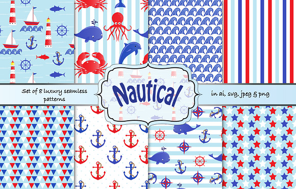 Nautical Seamless Vector Patterns