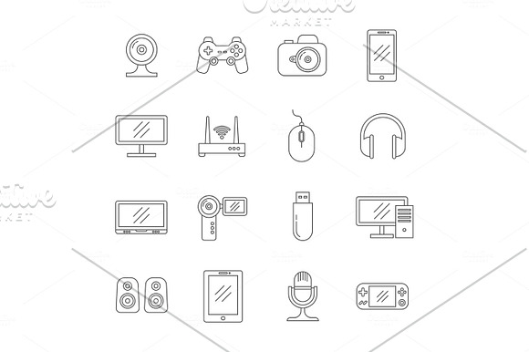 Gadgets And Computer Technology Thin Line Vector Icons