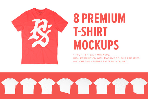 Download 8 Premium Unisex T-Shirt Mockups