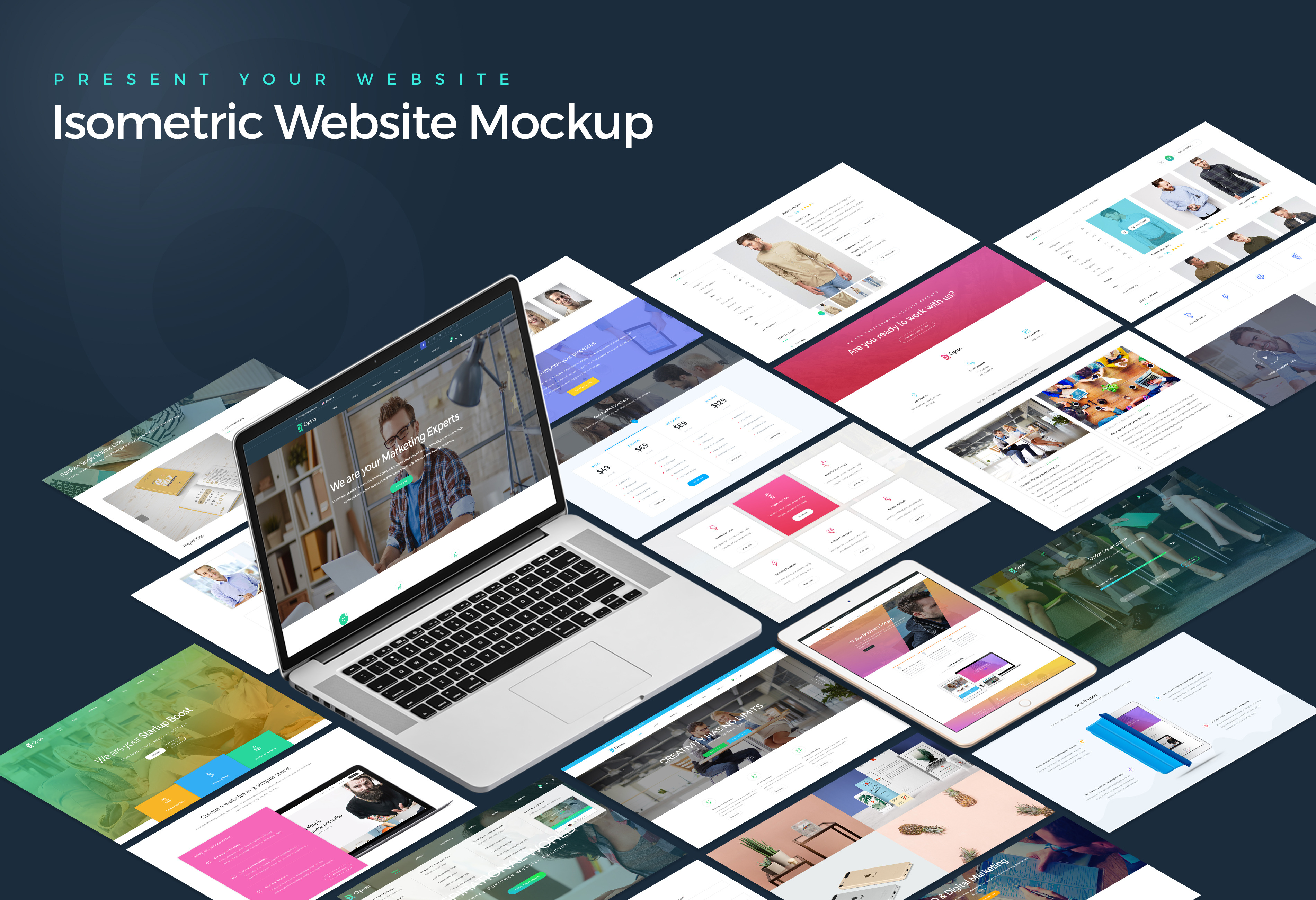 Download Isometric Website Mockup ~ Mobile & Web Mockups ~ Creative Market