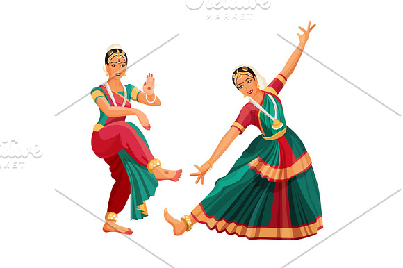 Woman Dancer In National Indian Cloth Dancing Bharatanatyam Folk Dance