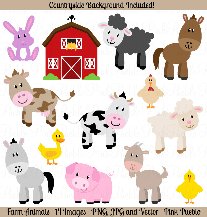 Farm Animals Vectors and Clipart ~ Illustrations ...