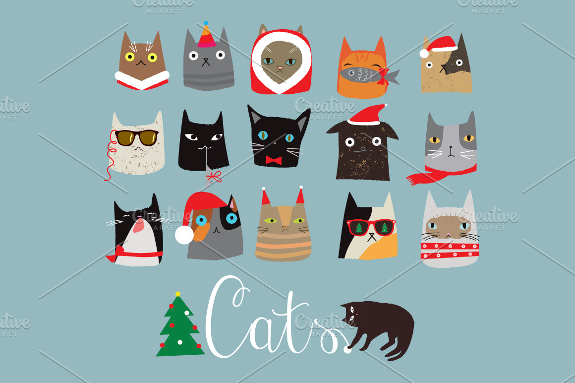 Christmas cats Illustrations Creative Market