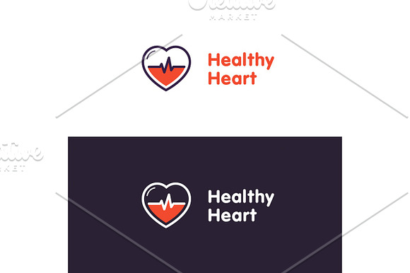 Heart Logo Design Vector Template Healthy Heart Badge Cardiology Medical Label Flat Style