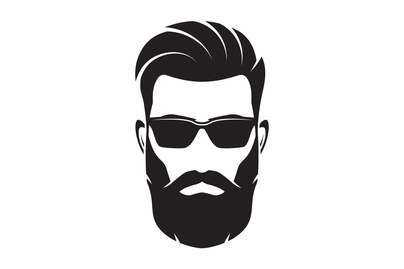 Bearded men face, hipster character. Vector illustration 