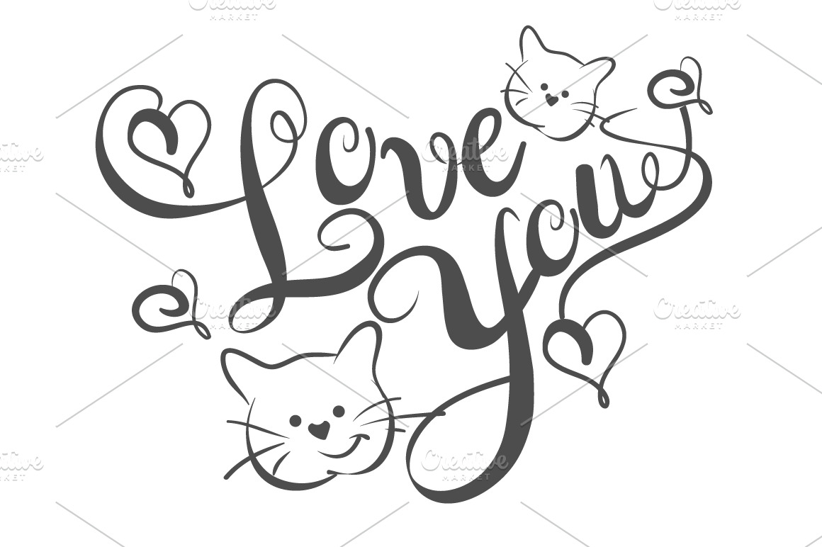 Love You, Lettering Design Vector ~ Script Fonts