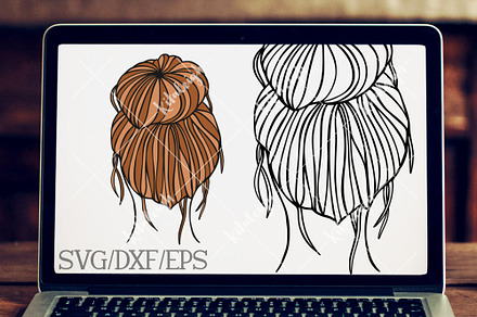 Messy Bun- DXF, SVG, and EPS ~ Graphics ~ Creative Market