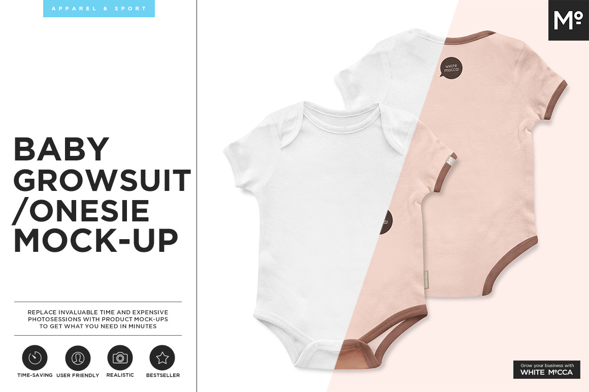 Download Baby Growsuit/Onesie Mock-up ~ Product Mockups ~ Creative Market