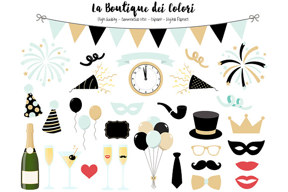 Mint And Gold New Years Clipart