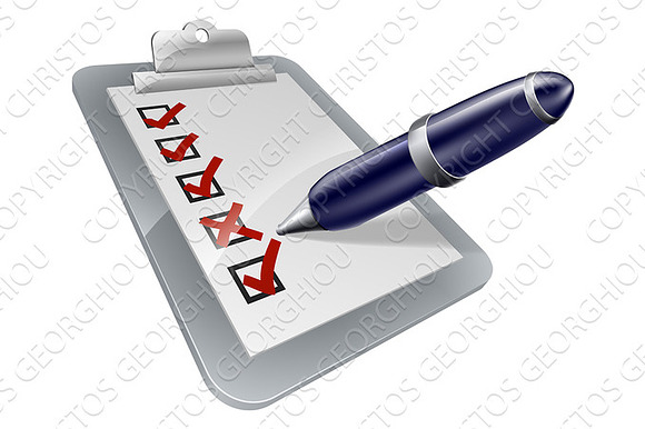 Survey Clip Board And Pen Icon