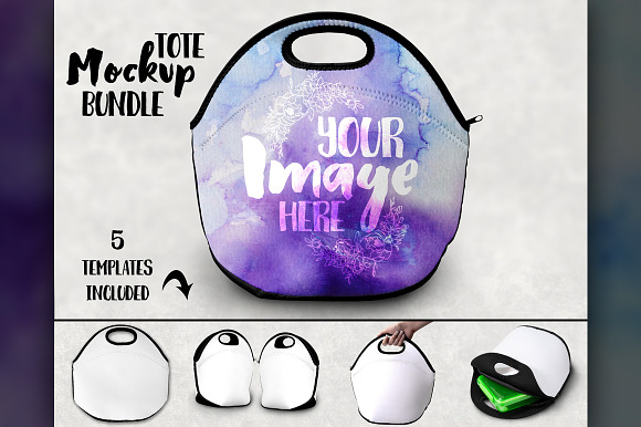 Free Double sided lunch tote mockup