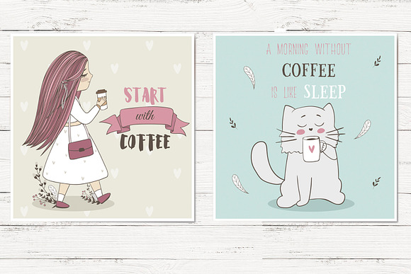 Cute coffee clipart in Illustrations - product preview 2