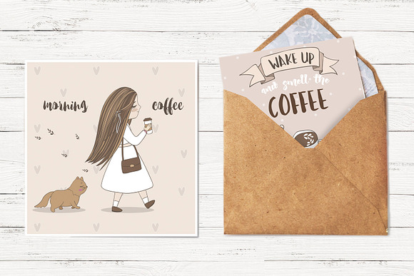 Cute coffee clipart in Illustrations - product preview 4