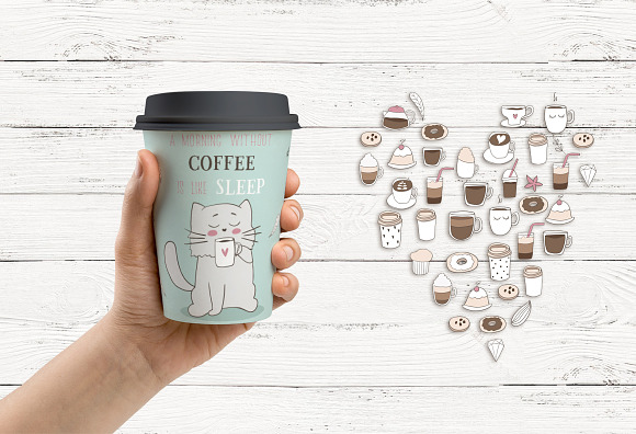 Cute coffee clipart in Illustrations - product preview 5