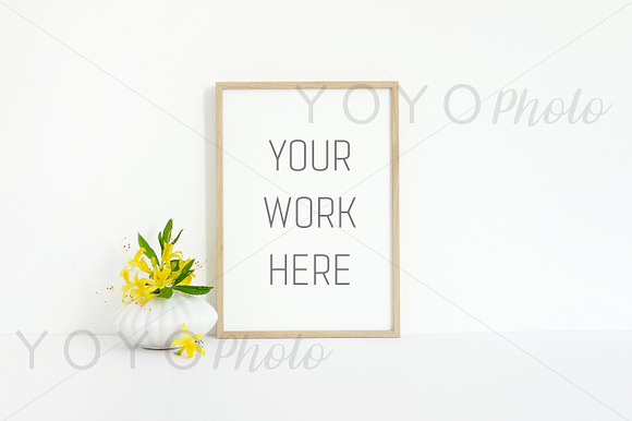 Free Thin Wooden Frame Mock Up A4