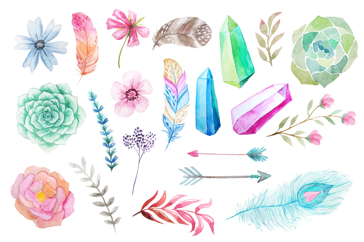 Summer Watercolor Floral BUNDLE - Illustrations