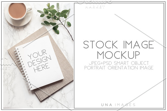 Download Notepad mockup with coffee.Flatlay