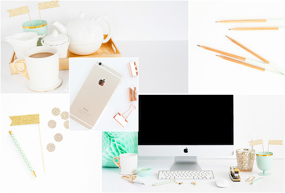 Mint + Gold Stock Photo Bundle in Product Mockups - product preview 1