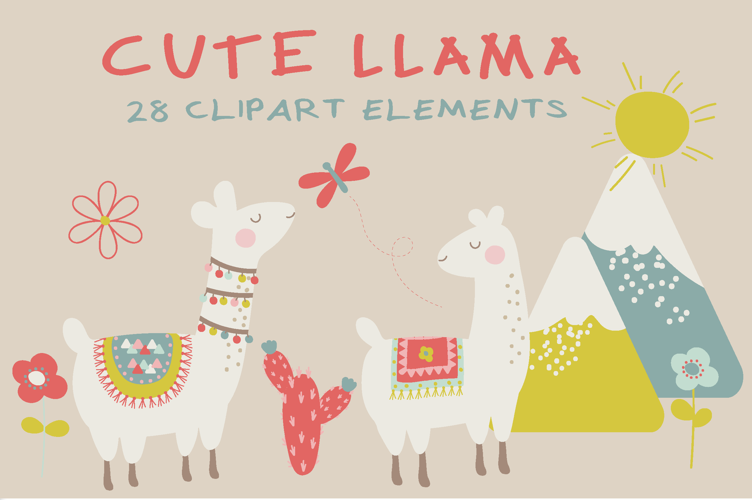 Cute llama clipart ~ Illustrations ~ Creative Market