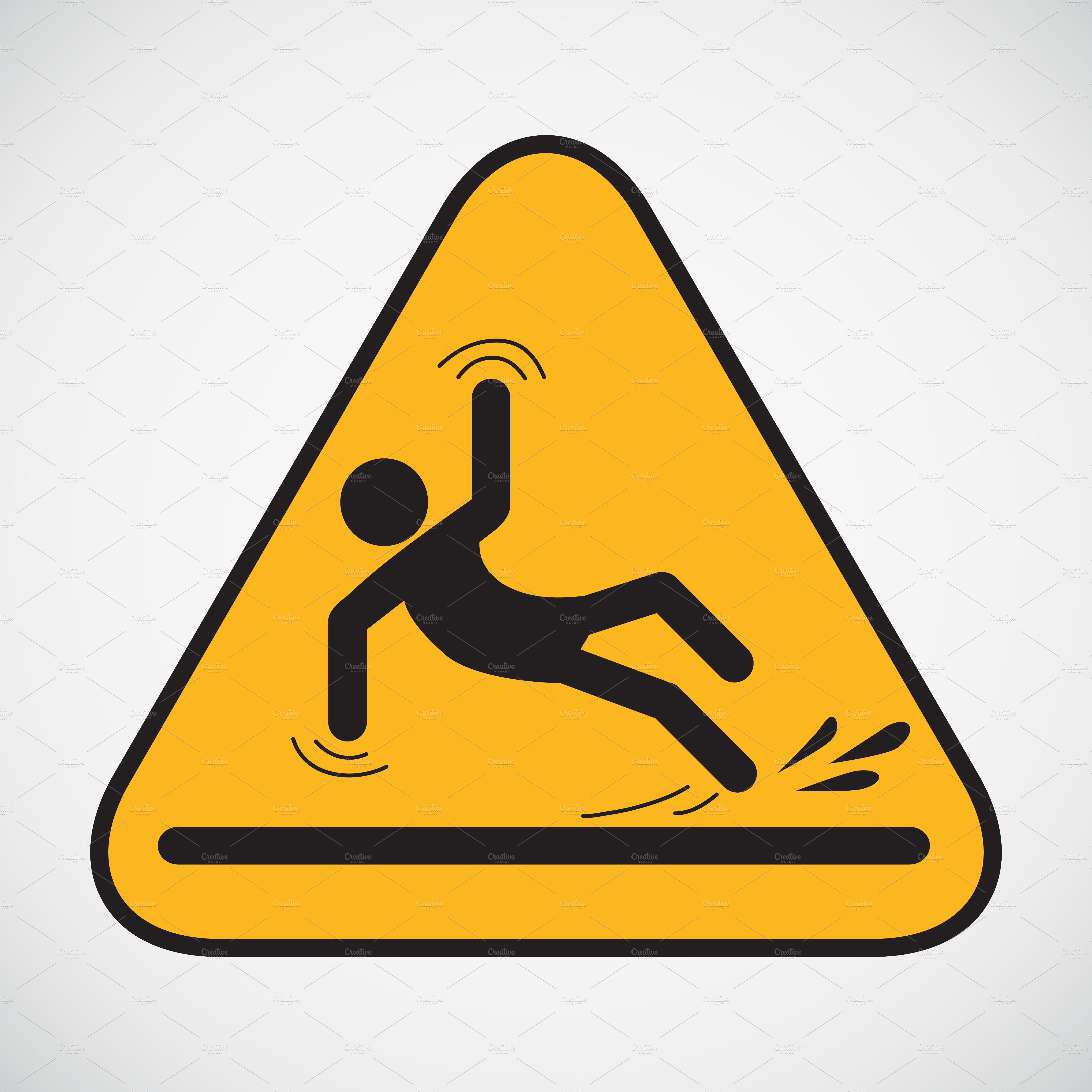 Wet floor caution sign. Illustrations Creative Market