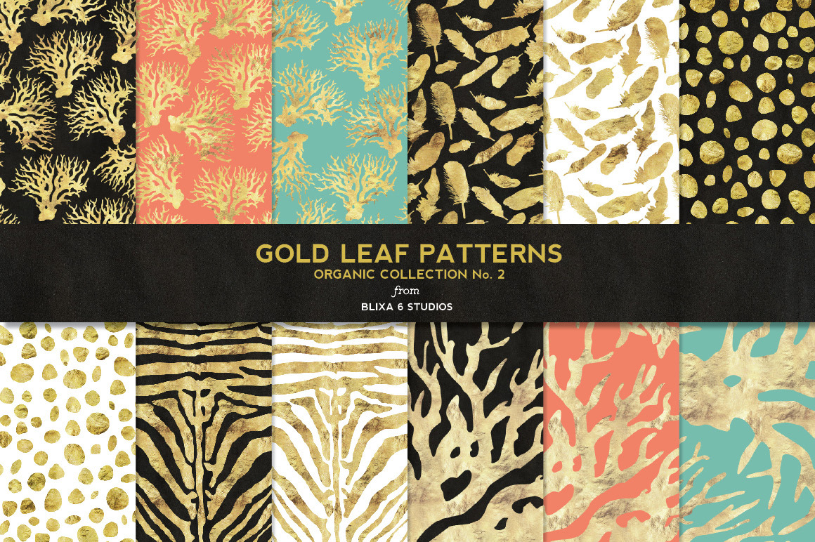 Organic Gold Leaf Digital Patterns ~ Graphic Patterns ~ Creative Market
