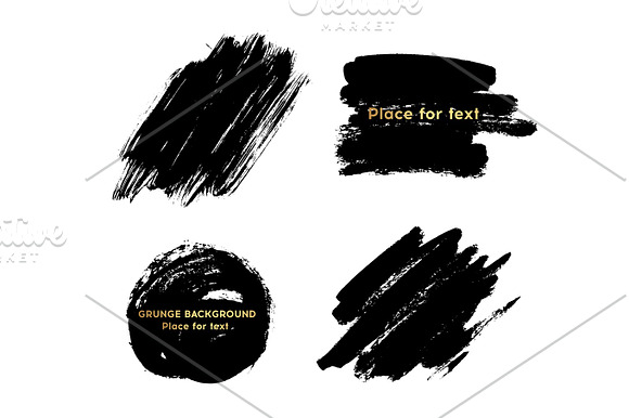 Set Of Black Paint Ink Brush Strokes Brushes Lines Dirty Artistic Design Elements Boxes