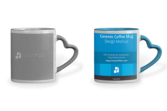Download Heart Shape Handle Coffee Mug Mockup