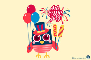 Fourth of July Owl Clipart & Vectors ~ Illustrations ...