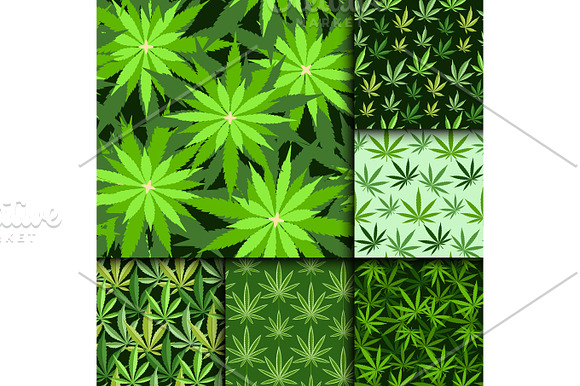 Green Marijuana Background Vector Illustration Seamless Pattern Marihuana Leaf Herb Narcotic Textile