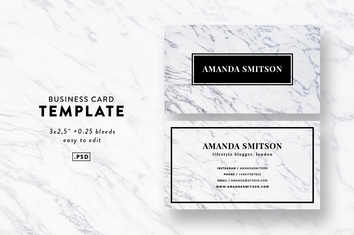 Marble business card template ~ Business Card Templates ~ Creative Market