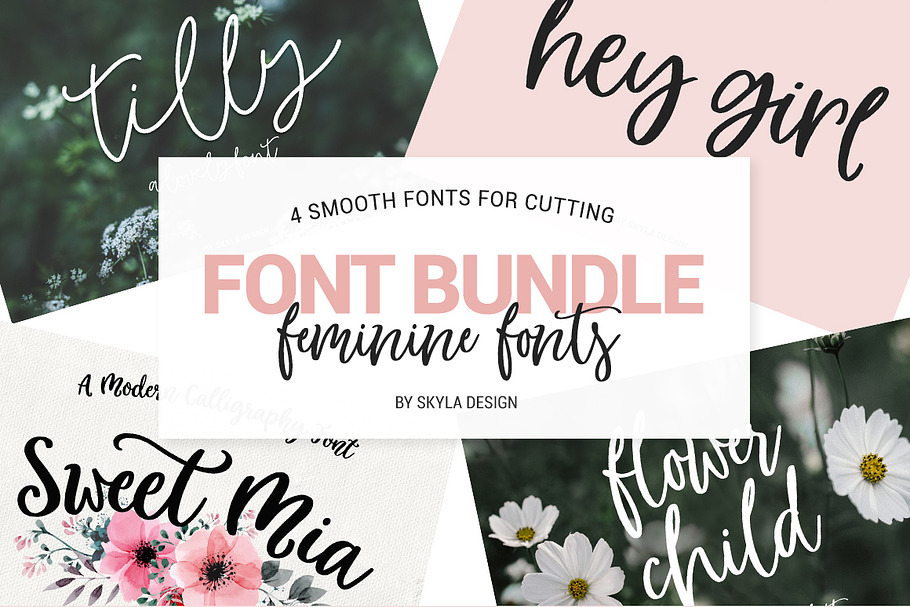 Feminine font bundle, smooth cutting in Scrapbooking Fonts