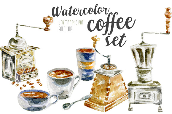 Watercolor Coffee Set