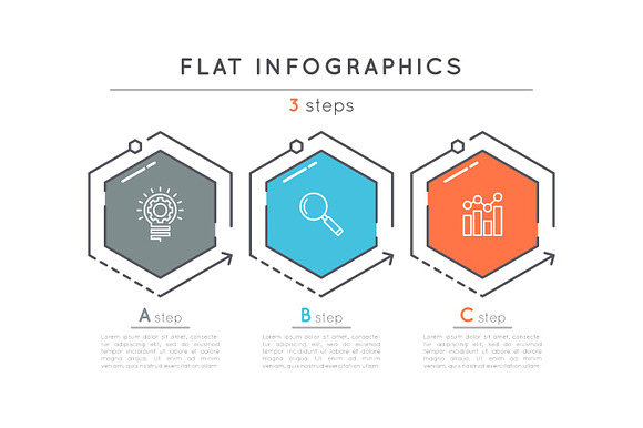 Flat style 3 steps timeline infographic template. in Illustrations