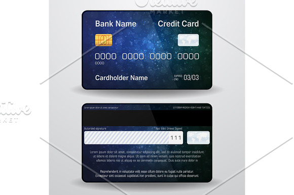 Detailed Realistic Vector Credit Card Front And Back Side Money Payment Symbol