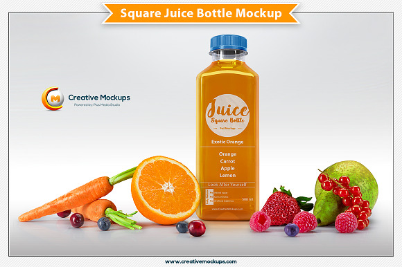Download Square Juice Bottle Mockup
