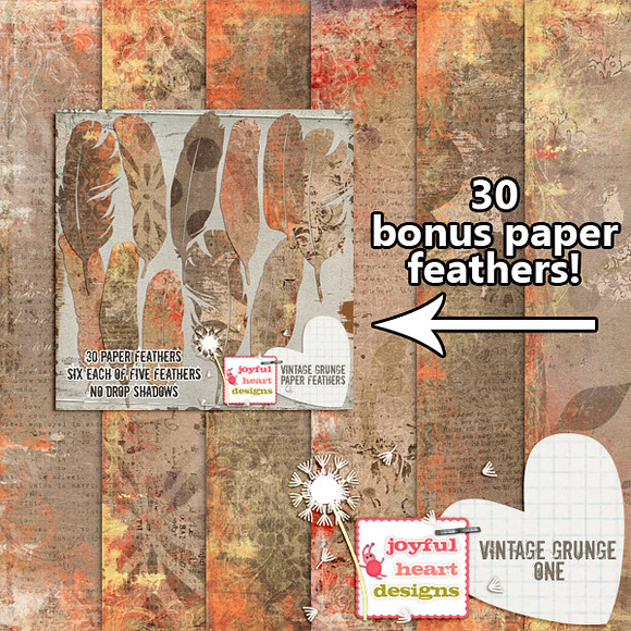 Vintage Grunge 1 {papers & feathers} in Patterns