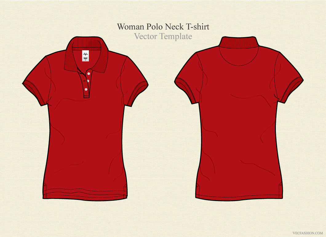 Woman Polo  Neck T shirt  Vector  Illustrations Creative 