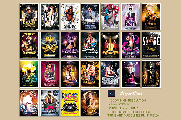 100 Party Flyers Bundle 98% OFF in Flyer Templates - product preview 1