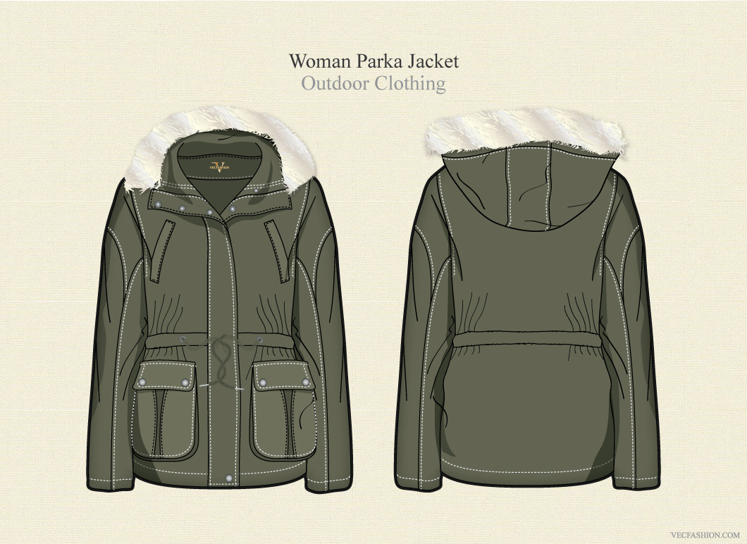 Women Parka Jacket Vector iTemplatei Illustrations 