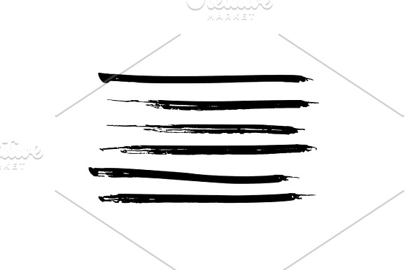 Set Of Black Paint Ink Brush Strokes Lines Dirty Artistic Design Elements Vector Eps10