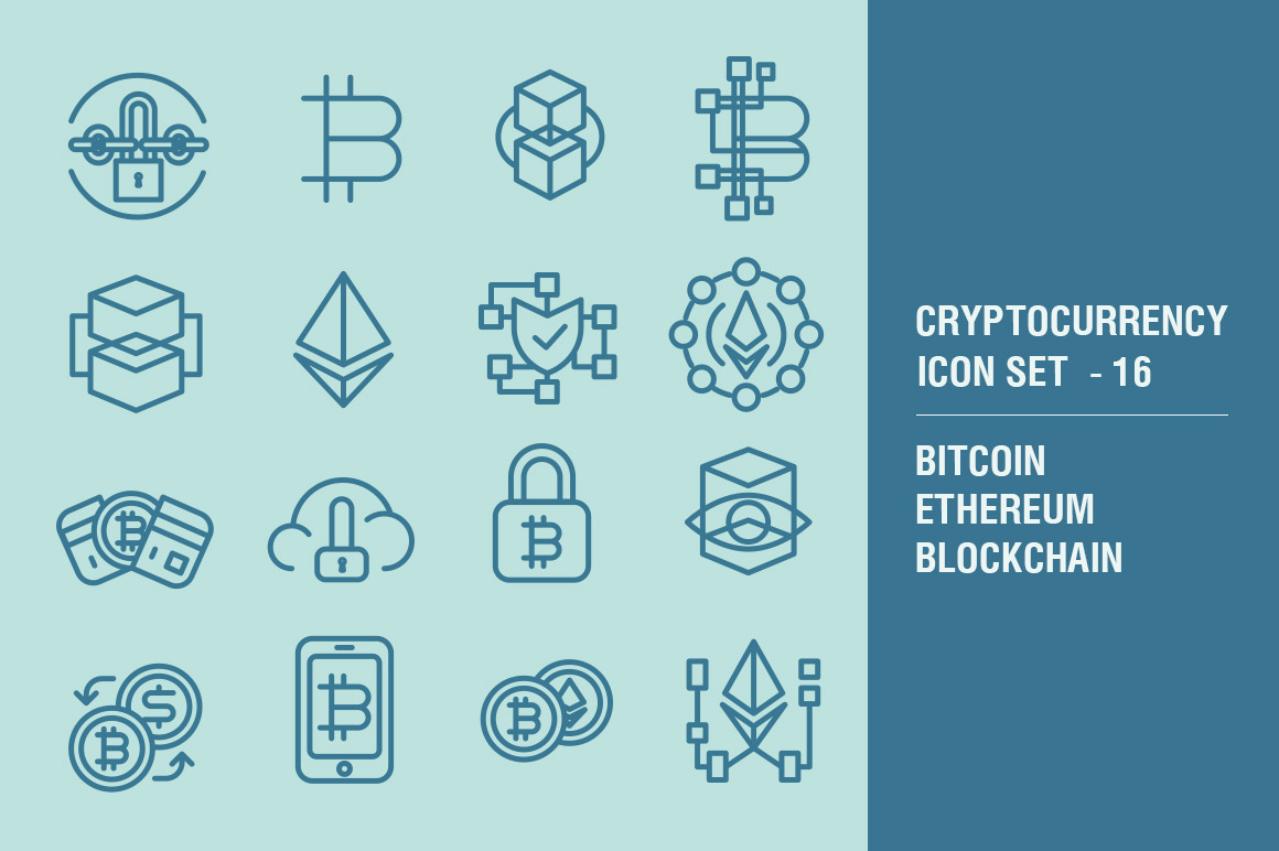 Cryptocurrency Icon Set ~ Icons ~ Creative Market