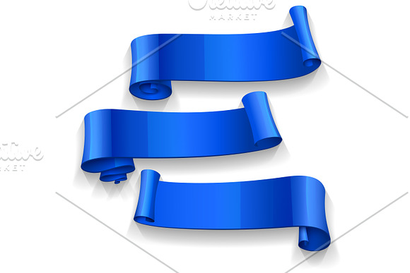 Realistic Blue Glossy Vector Ribbons